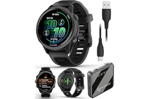 Garmin Forerunner 570 42mm Advanced GPS Running & Triathlon Smartwatch, AMOLED Display, Training & Recovery Features, Slate Gray Aluminum w/Translucent Black/Black Band w/ Wearable4U PowerBank Bundle