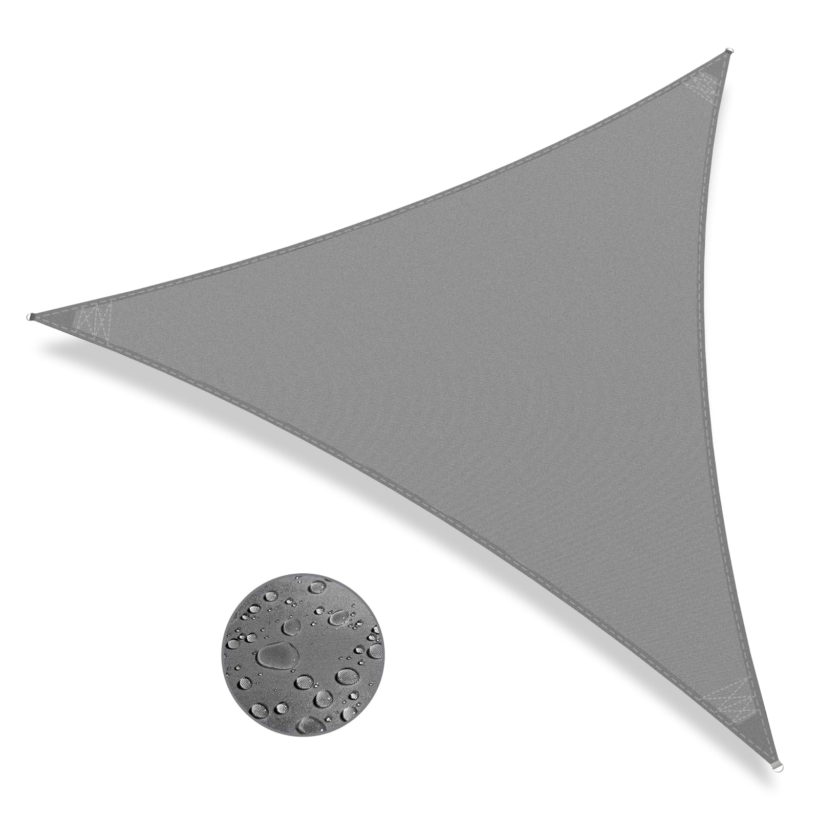 IOAOI Sun Shade Sail 2x2x2m Triangle Awning Canopy, Waterproof Shade Sail Garden Canopy, 95% UV Block with Free Rope, Triangular Sun Sail for Outdoor, Patio, Yard, Pergola, Balcony, Party (Grey)