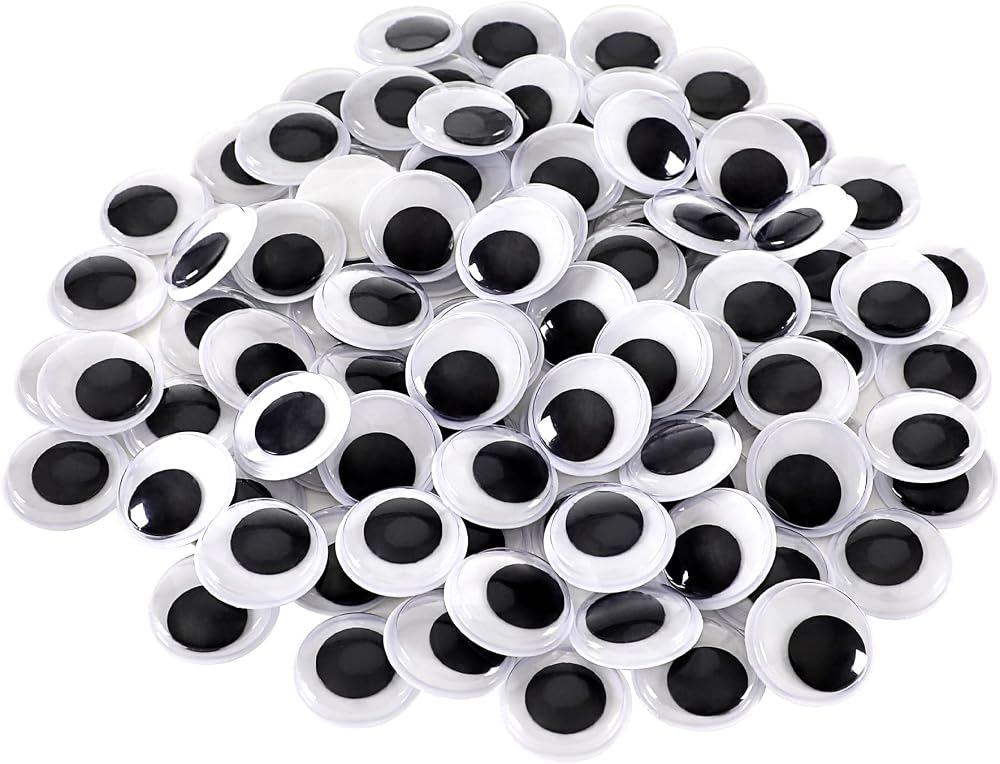 JANYUN 100Pcs Wiggle Eyes 20mm Large Self Adhesive Black White Googly Eyes