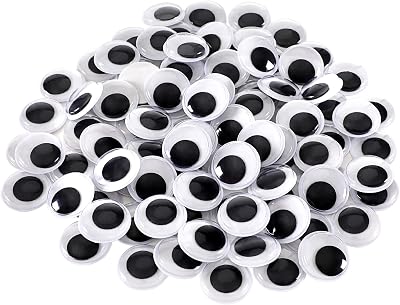 JANYUN 100Pcs Wiggle Eyes 20mm Large Self Adhesive Black White Googly Eyes