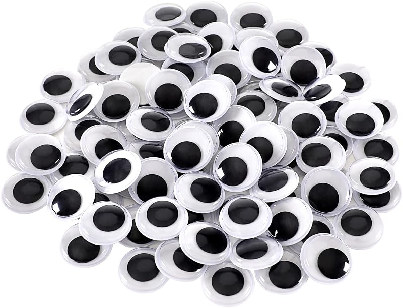 JANYUN 100Pcs Wiggle Eyes 20mm Large Self Adhesive Black White Googly Eyes