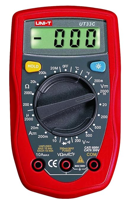 UNI-T Digital-Multimeter UT33C/MIE0044 AC/DC Spannungsprüfer, DC Strom, Widerstand-und Temperaturmessung, Durchgangs- und Dio