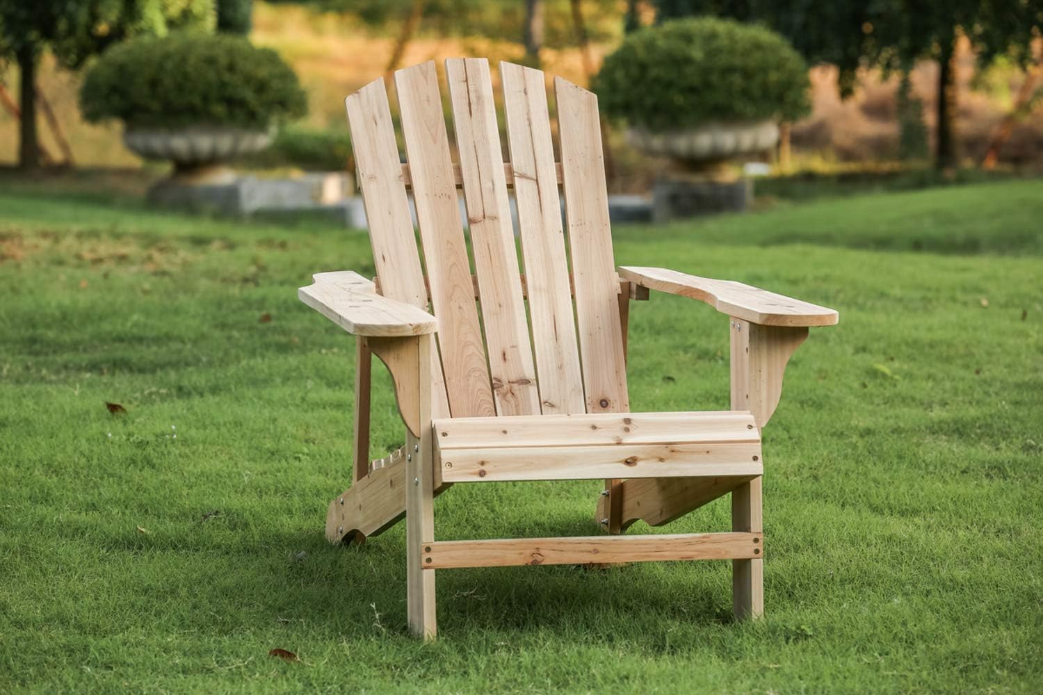 LOKATSE HOME Outdoor Wooden Adirondack Chairs Natural for Yard, Patio, Garden, Lawn: Garden & Outdoor