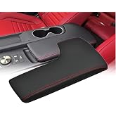GXARTS Center Console Armrest Cover Compatible with Lexus IS250 IS350 IS300 and IS200t 2014&ndash;2017 Models Genuine Leather Cover, Custom-fit Black with red Stitching F-Sport