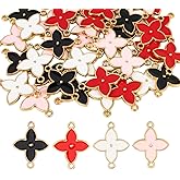 40 Pcs Lucky Four Leaf Clover Charms Pendants,Connector Charms for Jewelry Making Necklaces Bracelets and Earrings (Colour Mixture)