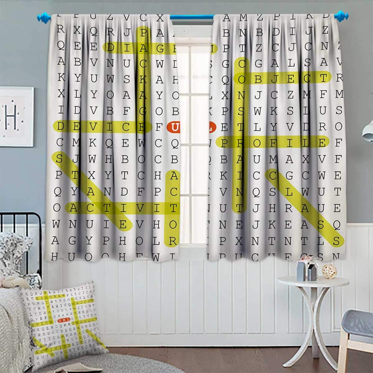 Amazon Com Chaneyhouse Word Search Puzzle Room Darkening Curtains