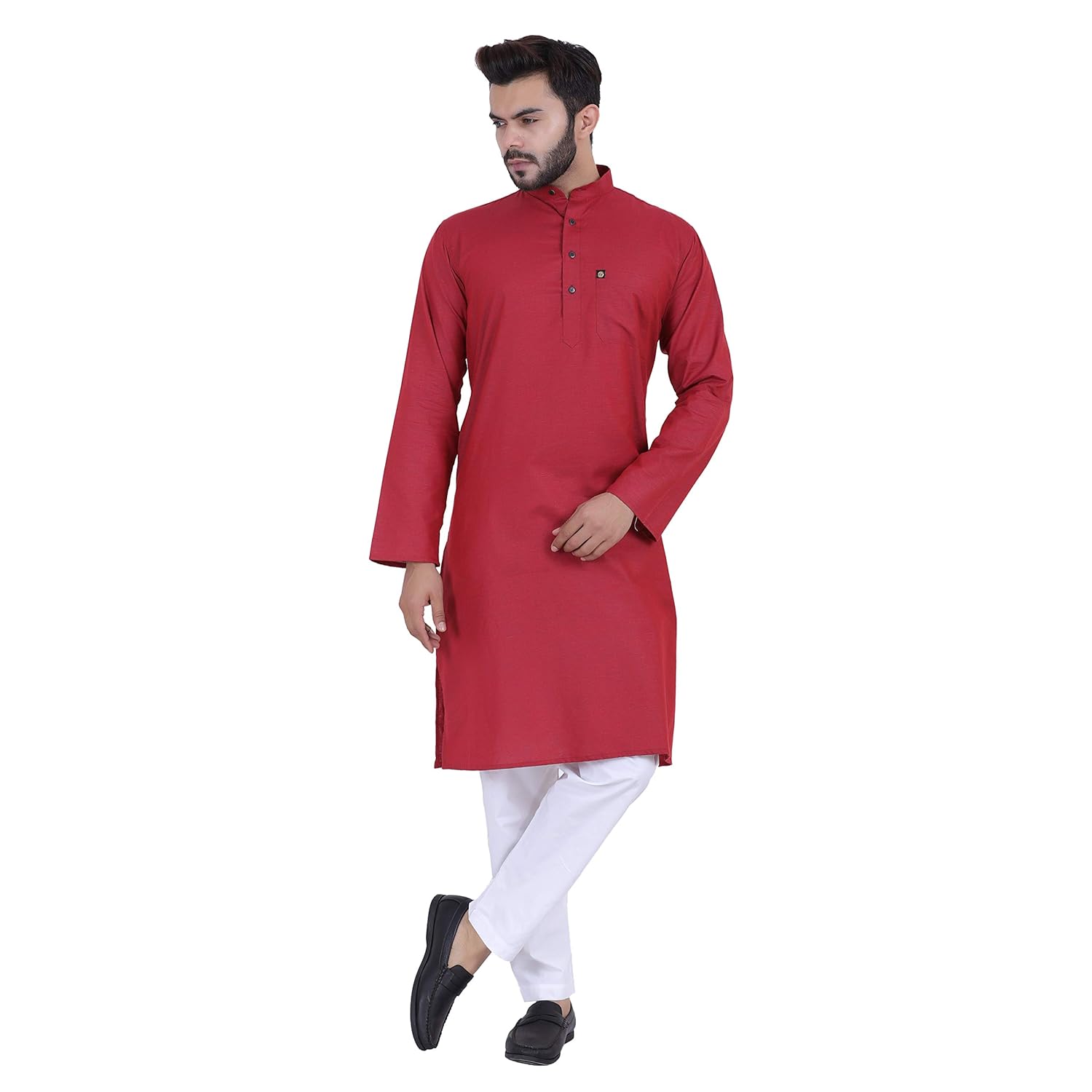Buy Ethnic Indian Fashions Cotton Khadi Kurta Pajama for Mens (Red, 44
