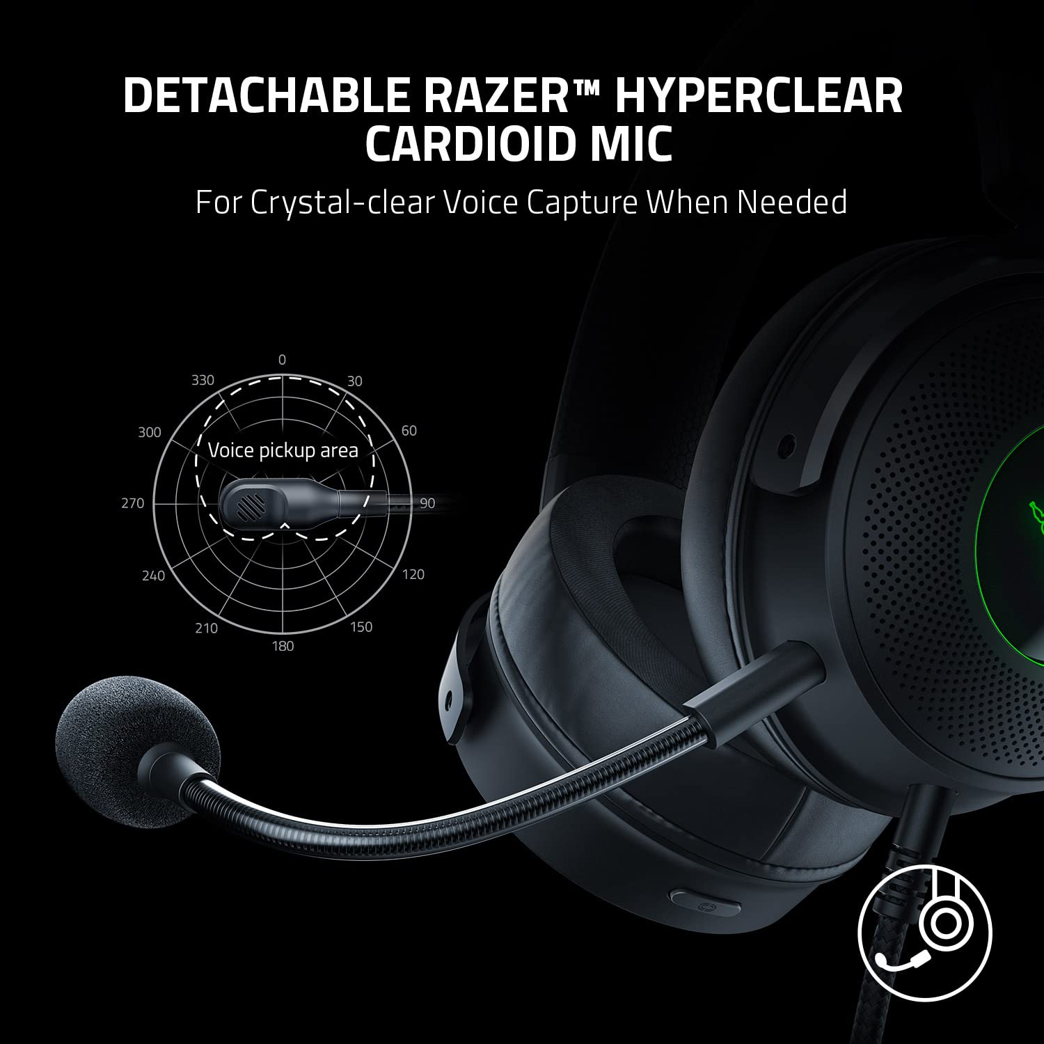 Razer Kraken V3 HyperSense Wired USB Gaming Headset w/Haptic Technology: Triforce Titanium 50mm Drivers - THX Spatial Audio - Hybrid Fabric & Leatherette Memory Foam Cushions - Detachable Mic