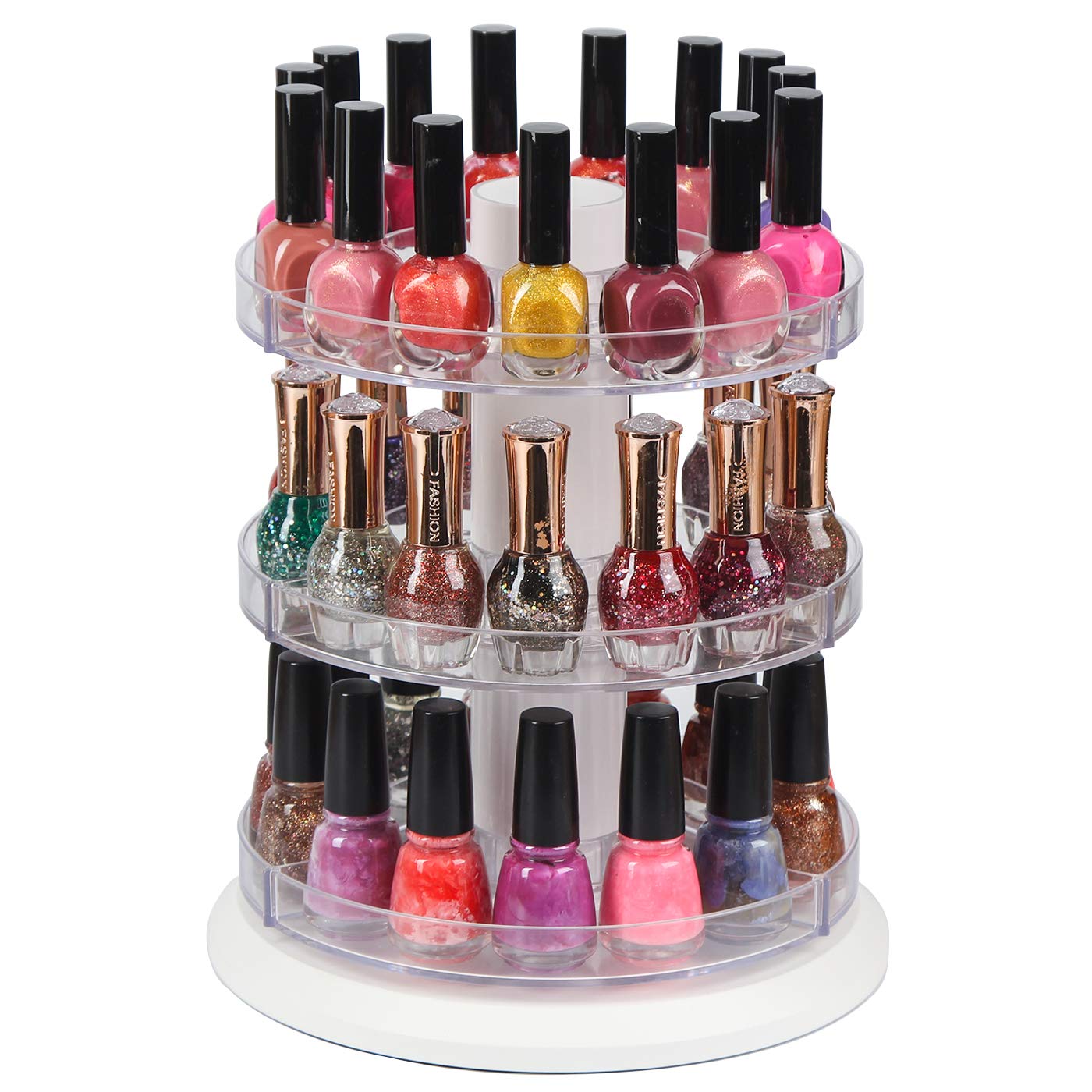 Photo 1 of J JACKCUBE DESIGN Acrylic Rotating Nail Polish Display Stand Spinning Rack Holds 69 - 117 Bottles, 3 Tier Storage Holder Organizer for Nail Polish, Makeup, Essential Oil and more - MK548B