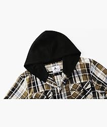 ZITY Men's Flannel Hoodie Shirts Casual Button Down