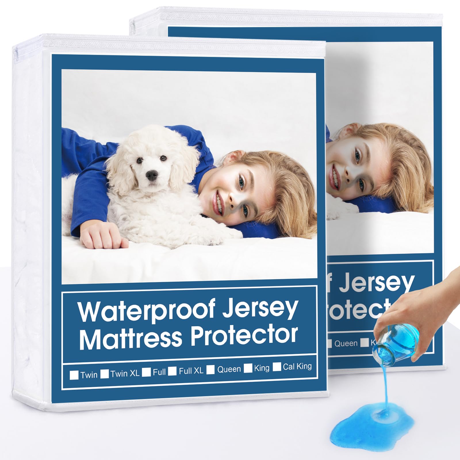 Photo 1 of 2 Pack Twin Mattress Protector Waterproof Mattress Pad Cover for Kids Soft & Breathable Noiseless Fits up -14'' Depth, Skin-Friendly Machine Wash Mattress Topper Protector Twin Sheets