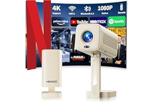 Mini Projector [Built-in Apps & 2026 Upgraded] Portable Projector Support 4K 1080P Auto Focus & Keystone Correction 90° Rotat