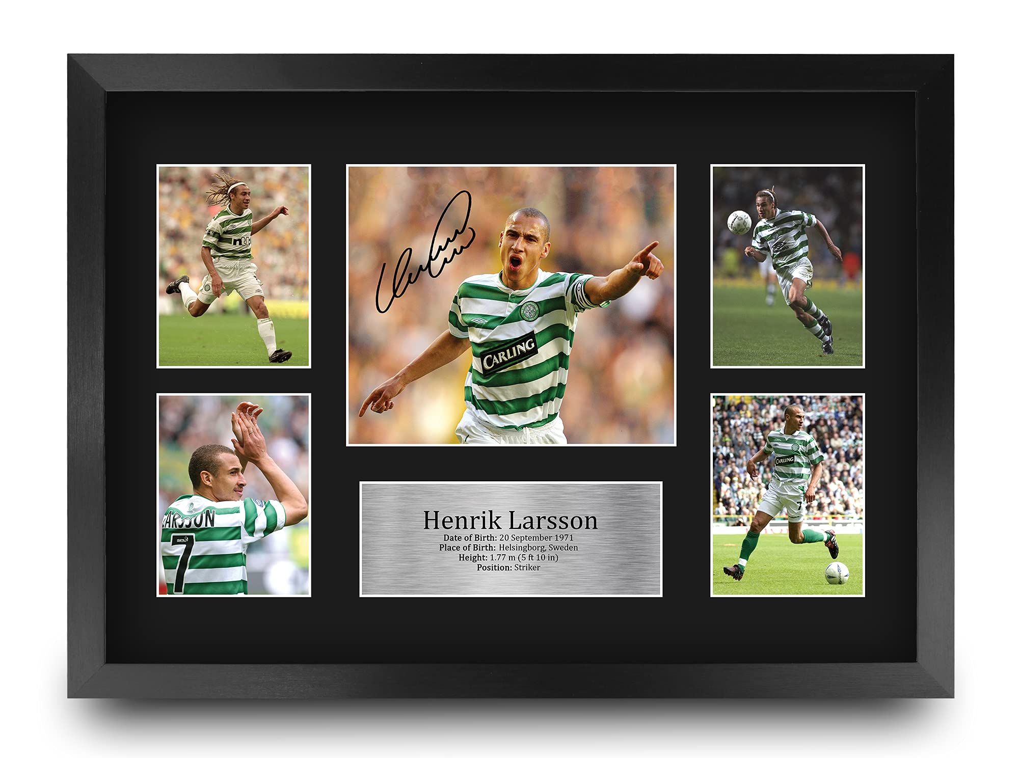 HWC Trading FR A3 Henrik Larsson Celtic Printed Memorabilia Signed Autograph Photograph Display for Football Fans and Supporters - A3 Framed