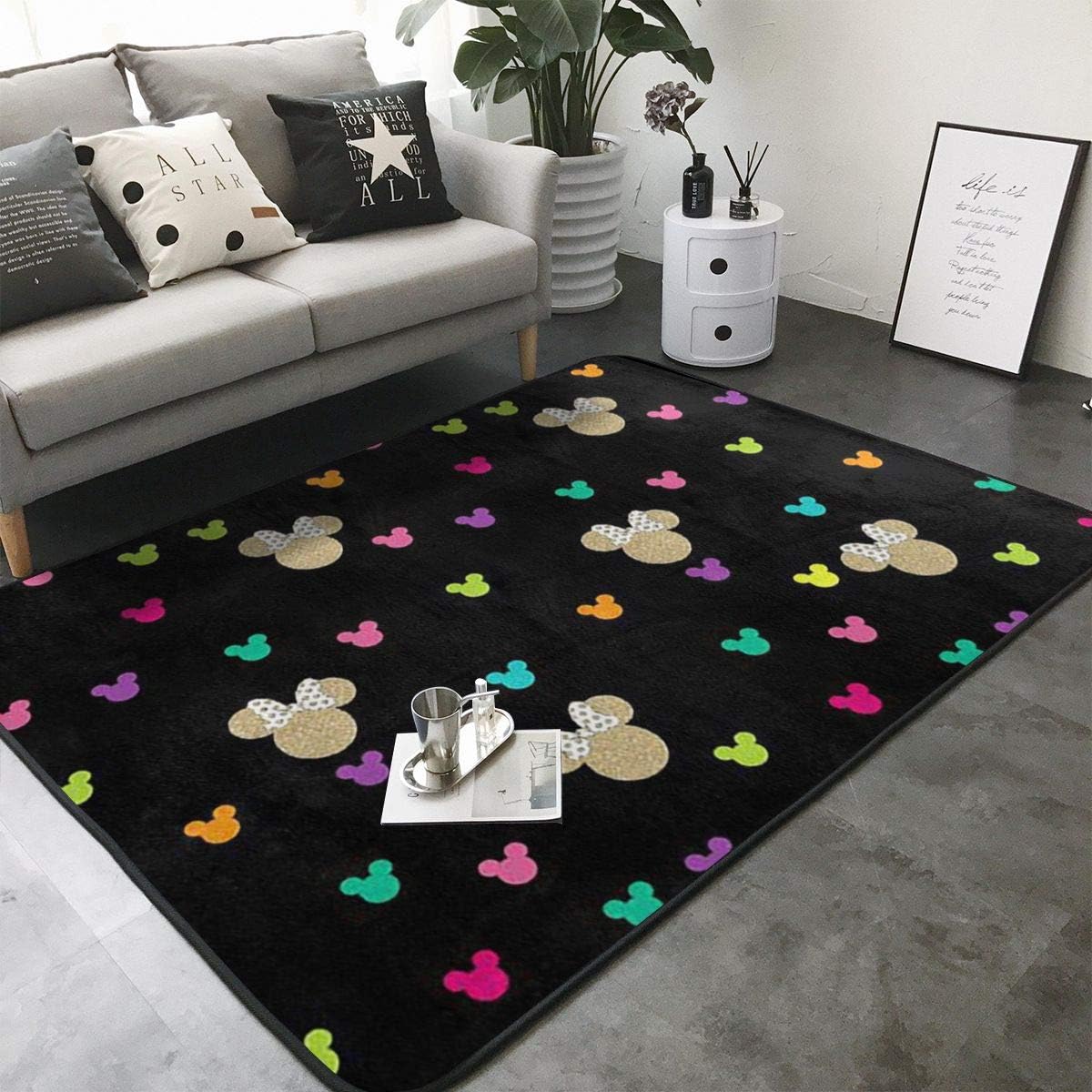 Xzcxyadd Super Soft Indoor &amp;amp; Outdoor Modern Mickey Mouse Area Rugs,Suitable for Children Bedroom Home Decor Nursery Rugs- 80 X 58 in