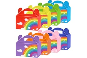 MOORAY 24 Pack Rainbow Treat Boxes, Bright Colors Candy Cake Gift Boxes Present Snake Goody Bags Prefect for Colorful Theme Birthday Party Baby Shower Party Supplies Decoration, 6x3.5x3.5 Inches