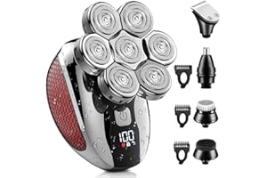 CHLANT 7D Head Shavers for Bald Men, 5 in 1 Electric Head Shavers for Men Rechargeable Waterproof Cordless Bald Head Shaver with LED Display