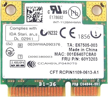 Amazon Com Intel 1000 112bn Hmw Half Mini Pcie Pci Express Centrino Wireless Wlan Wifi Card Module 802 11 Bgn For Hp 5725 001 Computers Accessories