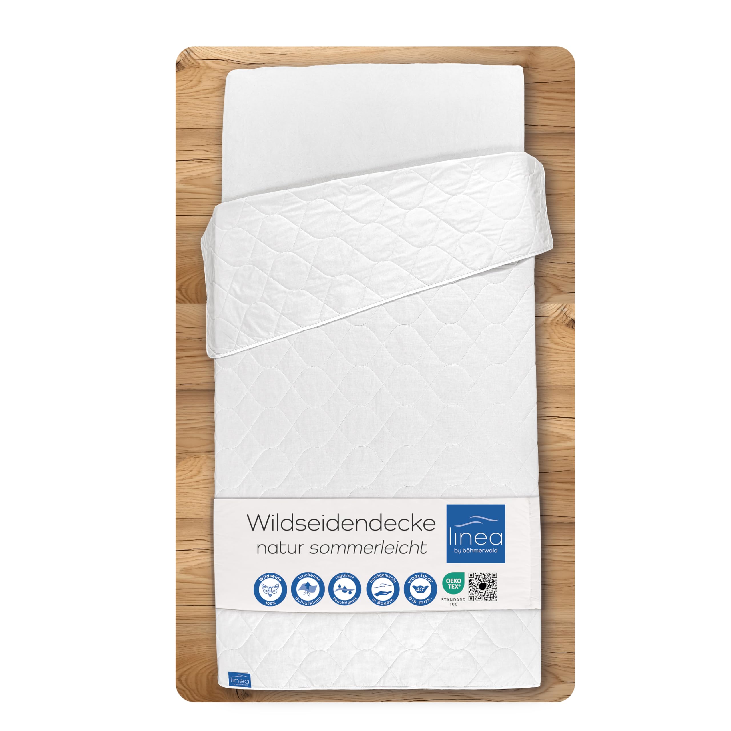 LINEA by böhmerwald nature wild silk duvet, summer light, 155 x 220 cm, 100% wild silk, suitable for allergy sufferers, washable up to 40 °C, produced in Germany