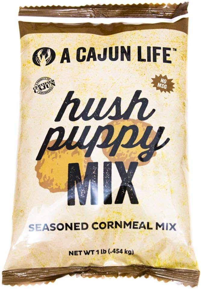 A Cajun Life Hush Puppy Mix | Seasoned Cornmeal Mix | Authentic and Certified Cajun, Non-GMO, No MSG, 1lb bag