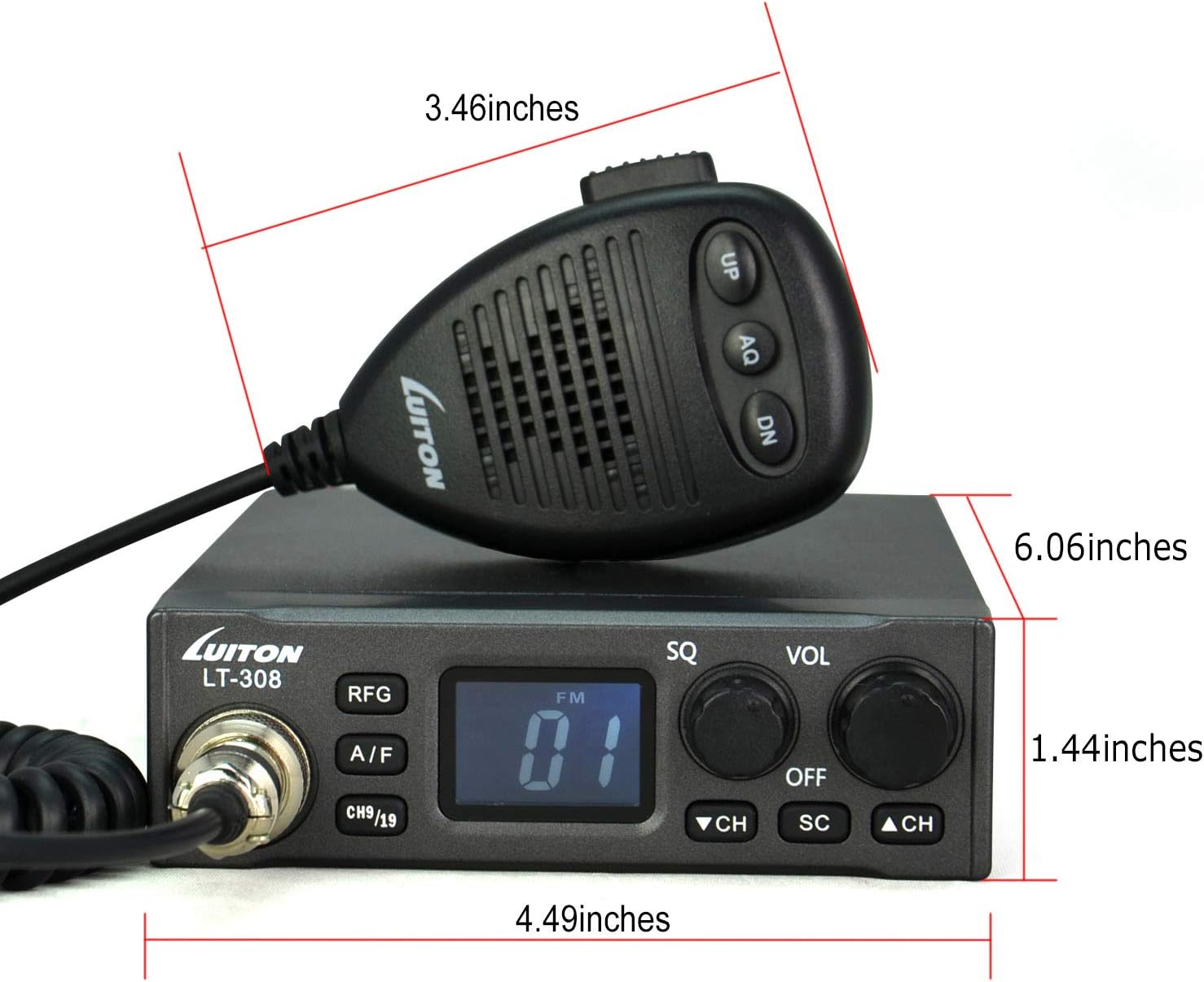 LUITON CB Radio LT-308 Compact Design with External Speaker Jack, Large Easy to Read LCD Display (Black): Car Electronics