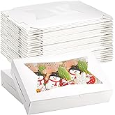 ZEAYEA 36 Pcs White Bakery Boxes with Window, 12" x 8" x 2.5", Easy to Assemble, Clear Window for Cake, Donuts, Cookies, Muff
