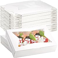 ZEAYEA 36 Pcs White Bakery Boxes, 12" x 8" x 2.5" Cookie Treat Boxes with Clear Window, Pastry Box for Desserts Strawberries,