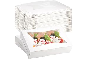ZEAYEA 36 Pcs White Bakery Boxes, 12" x 8" x 2.5" Cookie Treat Boxes with Clear Window, Pastry Box for Desserts Strawberries,