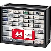 IRIS USA 44-Drawer Small Parts Storage Cabinet, Crafts, Made in USA, Black | Wall-mountable, Stackable, Building Bricks, Screws, Nuts &amp; Bolts, Hardware, Garage Tool Storage