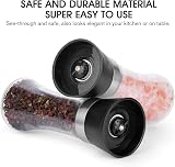 Rii Salt and Pepper Grinder Set, Adjustable Coarseness, Glass Body, 2 Pack view 4