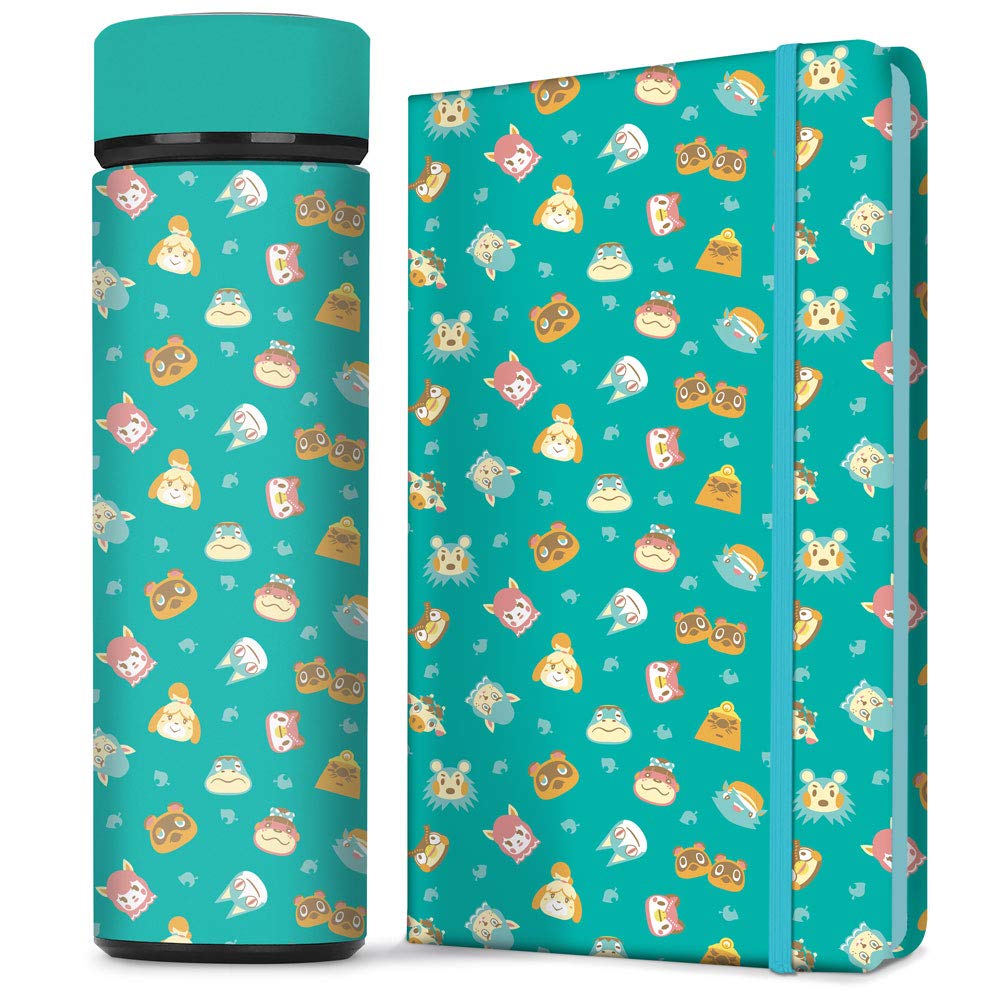 Download Amazon Com Controller Gear Animal Crossing Teal Icons Stainless Steel Water Bottle Hard Cover Journal Notebook Set 2 Pack Animal Crossing Merchandise Not Machine Specific Video Games