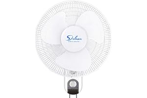 HealSmart 16 Inch Digital Household Wall Mount Fans, Adjustable Tilt, 90 Degree, 3 Speed Settings, 1 Pack, White