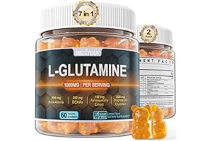 Nextdia L-Glutamine 1000mg Gummies for Women & Men| with Beta-Alanine, BCAAs, Magnesium Glycinate, Potassium & Ashwagandha | Vegan | Sugar-Free & Extra-Chewy | 120 Counts