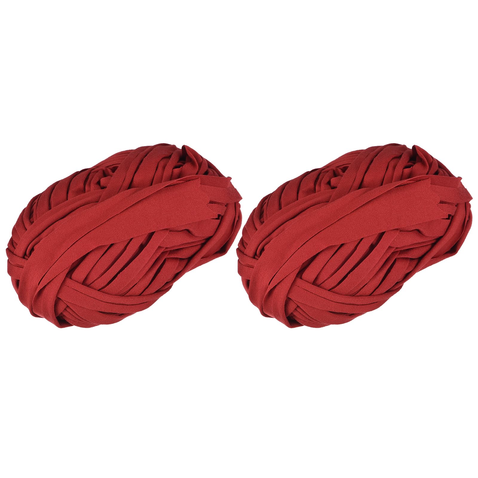 uxcell Elastic Fabric Cloth Yarn, 7oz/ 200g T Shirt Crochet Yarns for DIY Bag Carpet Cushion 2 Rolls, Red