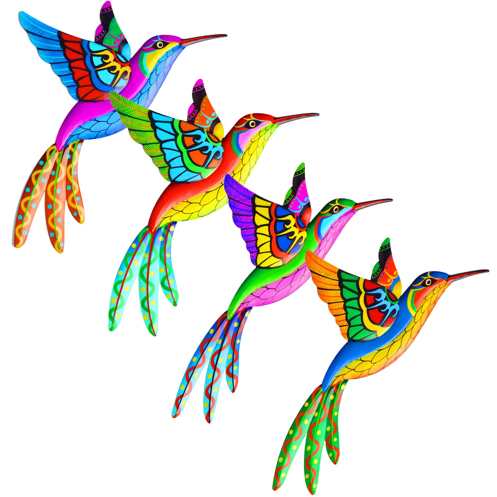 ZDOZITZ 4 Pieces Birds Garden Decorations, Garden Fence Decoration Bird Wall Decor Bird Sculpture Hanging Ornaments, for Indoor Outdoor Home Bedroom backyard Porch Patio Fence