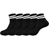 IHAUIUE Two Stripes Crew Socks Solid Color Quartz Socks Vintage Colorful Dress Socks for Women, Men