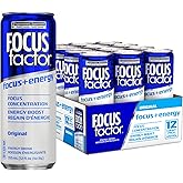 Focus Factor Energy Drink - 12 x 355ml Cans (Original Flavour) - with Focus + Energy - Lightly Carbonated, Sugar Free, Low Calorie with Vitamin B6 & Vitamin B12