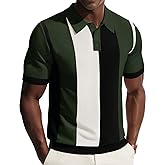 PJ PAUL JONES Mens Knitted Polo Shirts Short Sleeve Vintage Striped Shirt Casual Golf Polo Summer Vacation Beach Tops