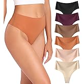 Wealurre Womens Underwear High Waisted Seamless Thongs for Women Breathable No Show Panties for Ladies 6 Pack