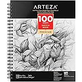 Arteza 9X12" Sketch Book, 100 Sheets (68 lb/100gsm), Spiral Bound Artist Sketch Pad, Durable Acid Free Drawing Paper, Ideal f