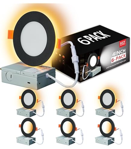 CycevSun 6 Pack Fire Rated 4" Canless Recessed Pot Light – 2-Hour Fire Protection, 5CCT Selectable, Dimmable, CETL, IC & Wet Rated