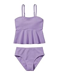 SHENHE Girl's 2 Piece High Waisted Ruffle Waffle