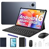 POPUX P10 PRO Android 16 Tablet, Android Tablet with Gemini AI, 10.1 inch Android Tablet with 120Hz 48GB+128GB/2TB, T7250 Octa-Core, 8800mAh Battery, Widevine L1, Tablet with Pen, Keyboard, Gray