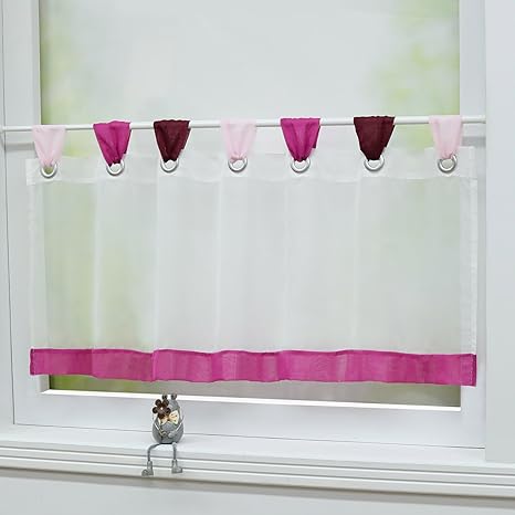 Joyswahl Scheibengardine Voile Bistrogardinen mit Schlaufen »Charlott« Küche Kurzgardine HxB 60x180cm Rosa 1er Pack