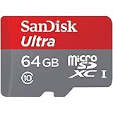 SanDisk Ultra 64GB microSDXC UHS-I Card with Adapter, Grey/Red, Standard Packaging (SDSQUNC-064G-GN6MA)