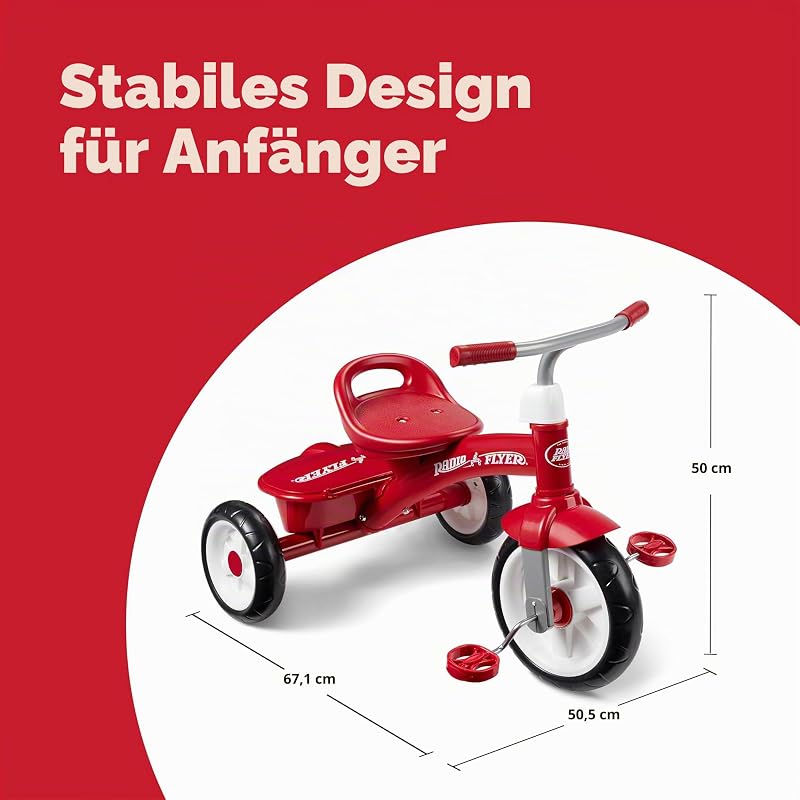 Rotes Dreirad, Dreirad für Kleinkinder im Freien, Alter 2,5 bis 5 Jahre (exklusiv bei Amazon)