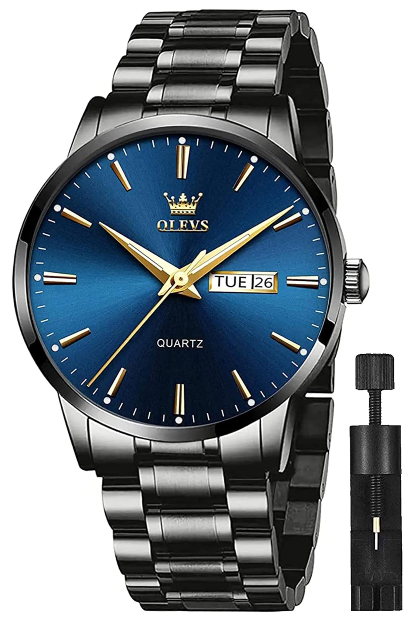 OLEVS Mens Watches Stainless Steel Waterproof Date Analog Quartz Watch Classic Luxury Dress Luminous Wrist Watches for Men