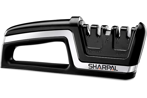 SHARPAL 104N 5-in-1 Professional Knife & Scissors Sharpener | For Straight & Serrated Blades, Repairs & Hones, Euro/American