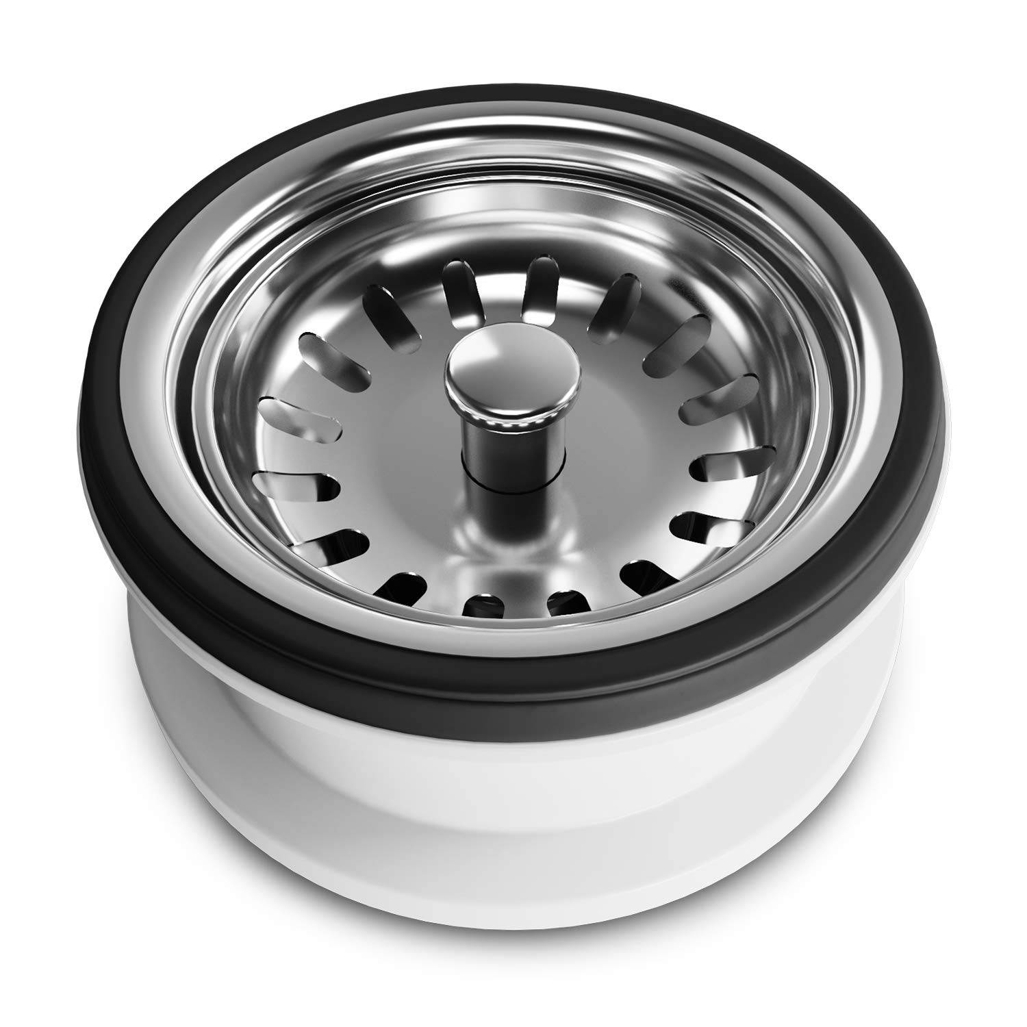 AQUADE 6256 Insert Diameter 70 mm Pestle Valve Unlockable Strainer Basket for Kitchen Sink, Stainless Steel