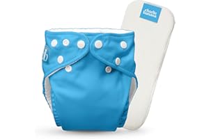 Charlie Banana Reusable Washable Cloth Diaper, Adjustable One Size Size for Baby Girls Boys, Soft Pocket Diaper with Absorbent Insert - CB Turquoise, 1 Pack
