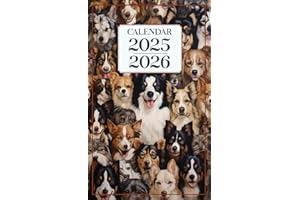 Monthly 25 26 pocket calendar 2025 2026 for purse: 25-26 two year pocket planner | Dogs Seamless Small Size Soft Cover - 4 x 6.5 Inch